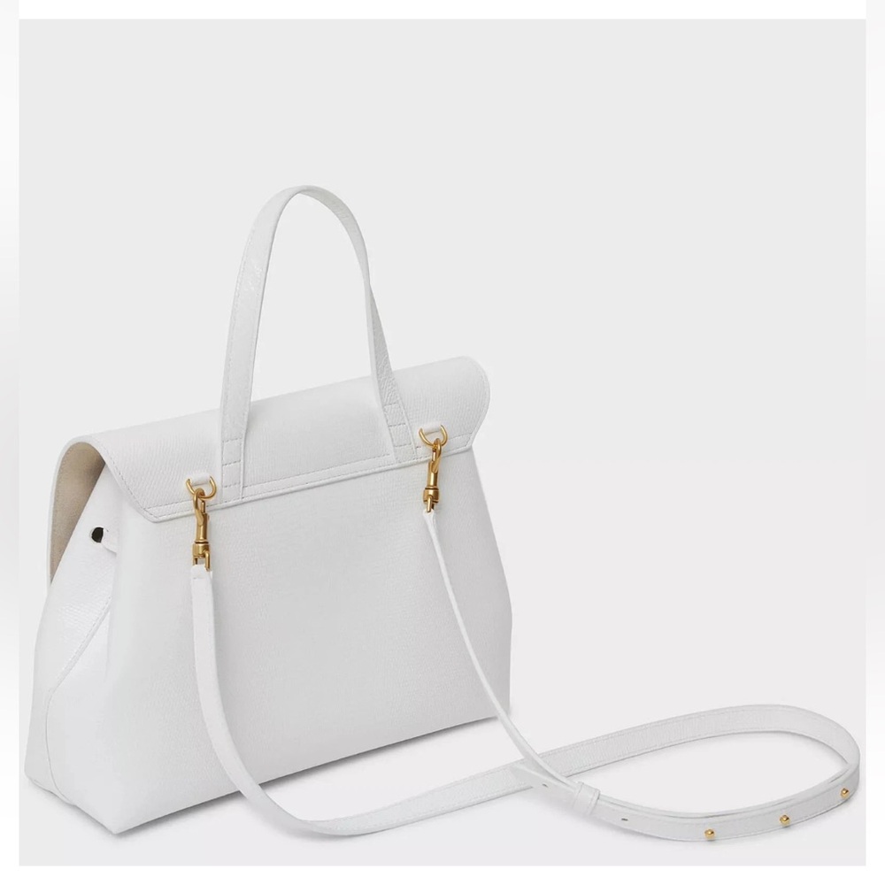Mansur Gavriel White Lady Bag Leather and Suede Crossbody Snake Embossed - Picture 6 of 10